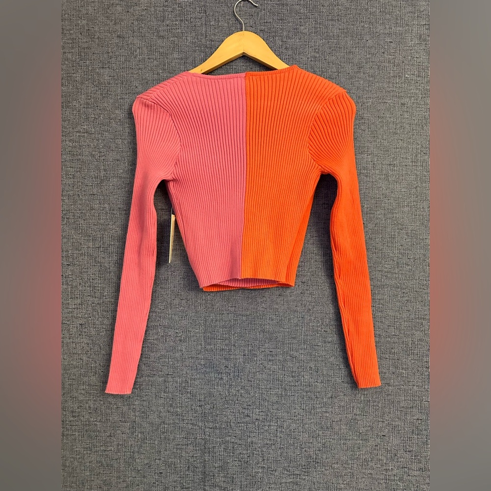 Vibrant Orange and Pink Women's Crop Top - Picture 4 of 4